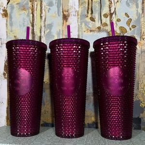 Starbucks Purple Berry Studded Bling Tumbler Bundle